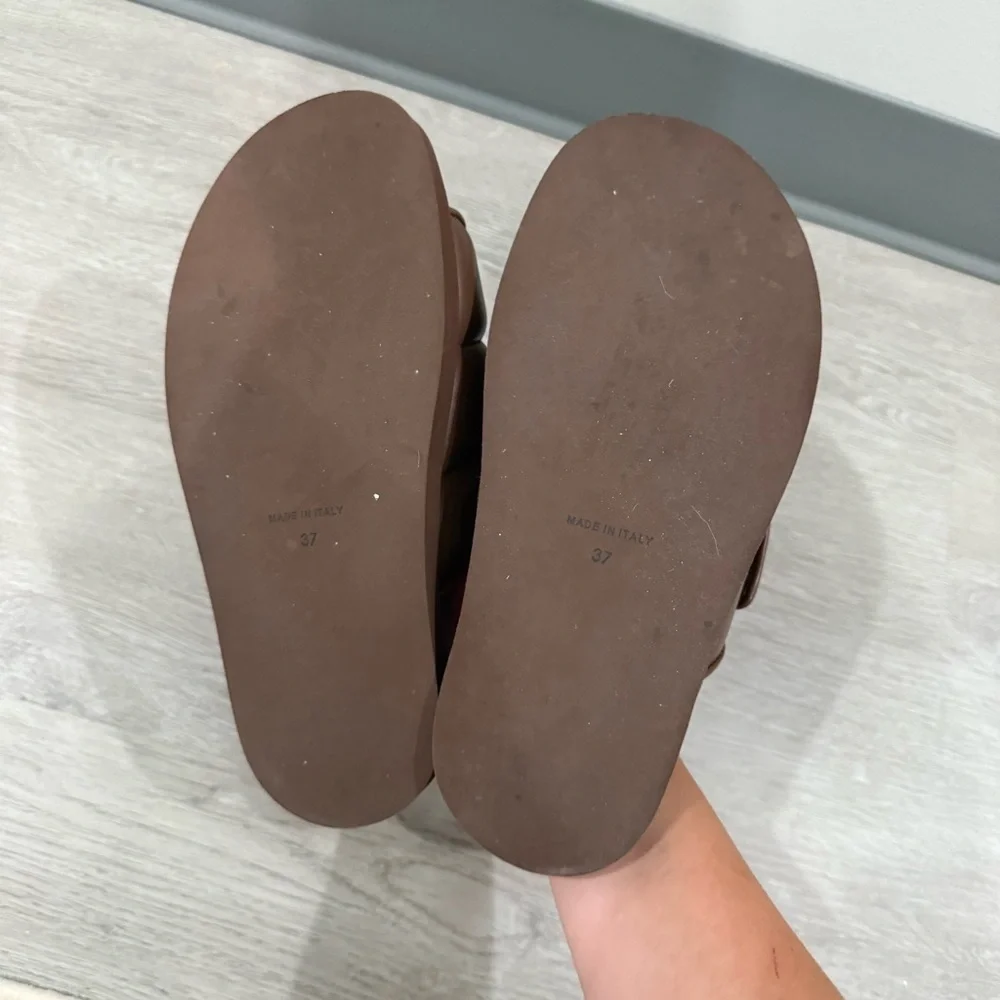 Gia Borghini Sandals Padded Strap Slides Quilted in Coffee Brown